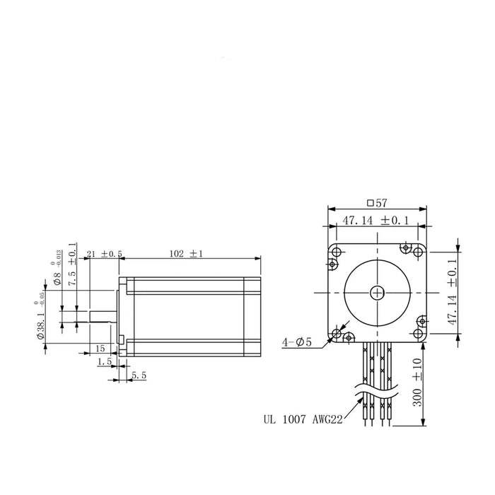 Cloudray Nema 23 Stepper Motor - 2-Phase, 3.0N.m Torque, 5.0A, 57mm