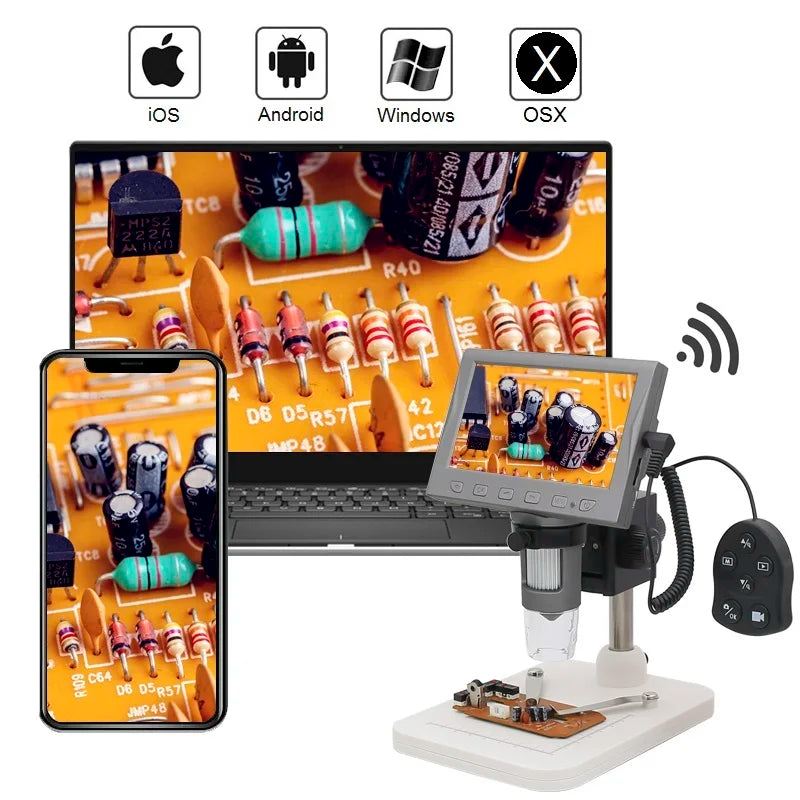 Microscopio Digital WIFI 1000X, microscopio de vídeo 1080P compatible con HDMI 