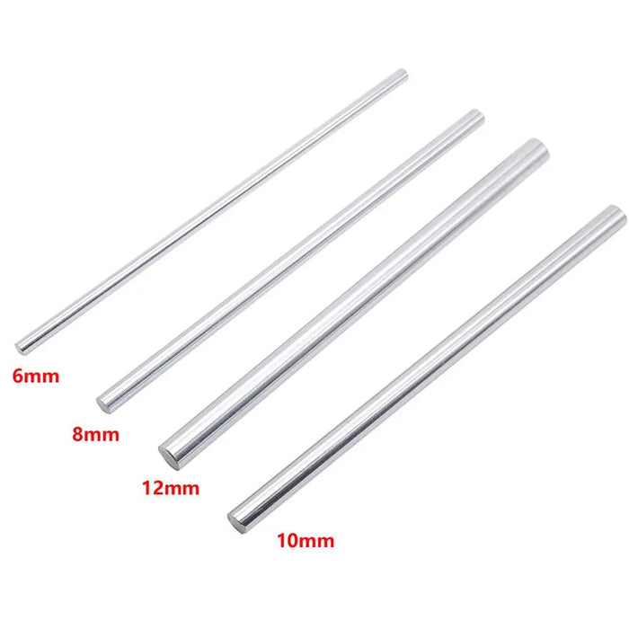 2pcs Carbon Steel Chrome-Plated Linear Shaft Set L100-500mm D6-16mm