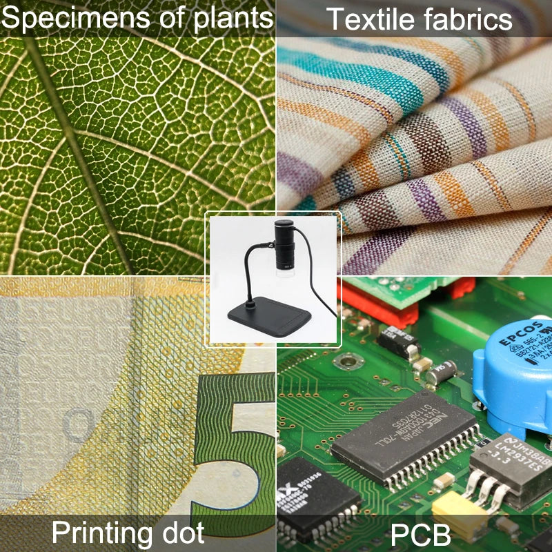 Microscopio digital USB 1000X con lámpara LED de 8 soportes tipo C Android PC 