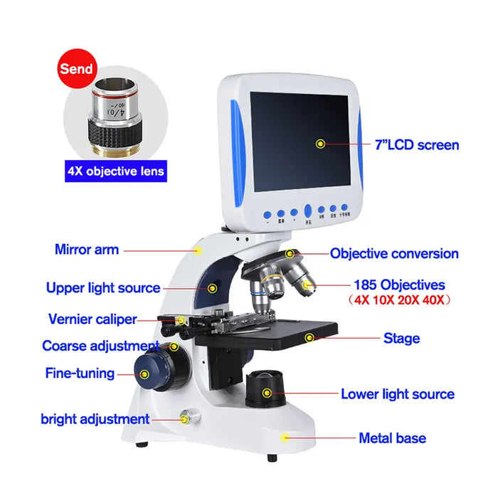 7-Inch LCD TV Version Microscope - 2000X Zoom Digital HD Coaxial