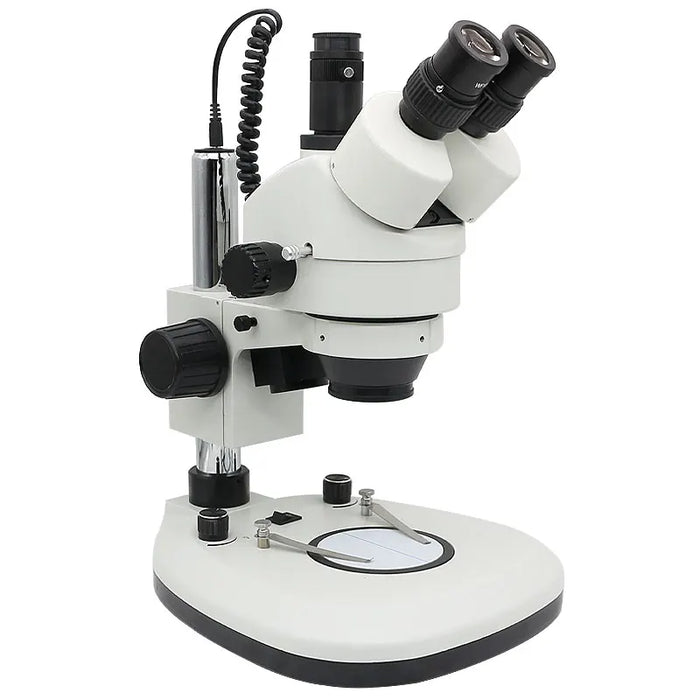 Trinocular Stereo Microscope 7X-45X Zoom – Top &amp; Bottom LED Light Source for Soldering, Phone, and PCB Repair with WF10X Eyepiece