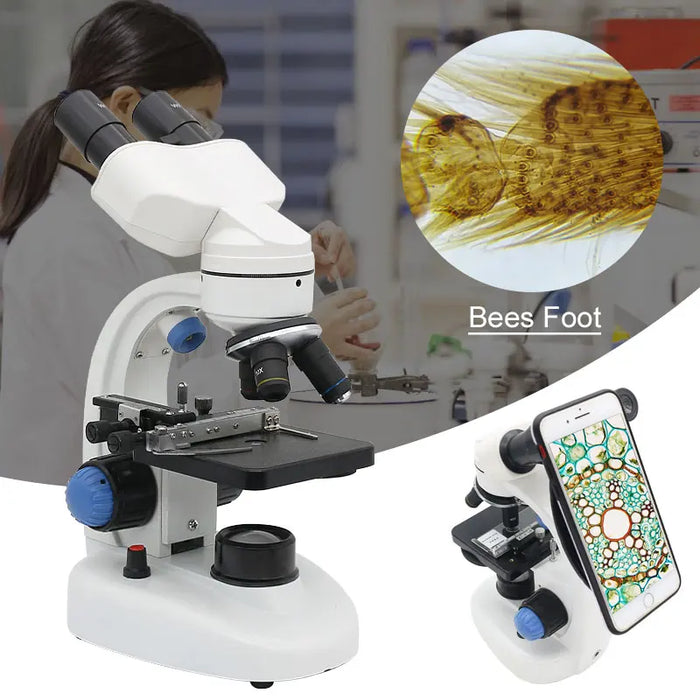 Biological Microscope 2000X with HD Smartphone Clip – Ideal for Student Experiments