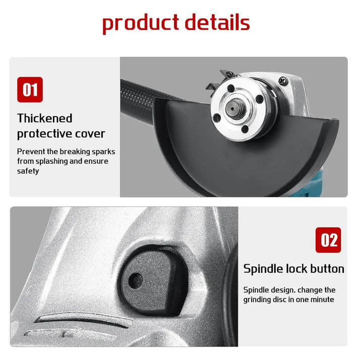 Amoladora angular eléctrica sin escobillas Drillpro, corte inalámbrico de 125MM 