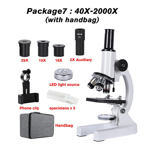 Zoom 640X 1280X 2000X HD Biological Microscope – Student Educational Science Laboratory Microscope