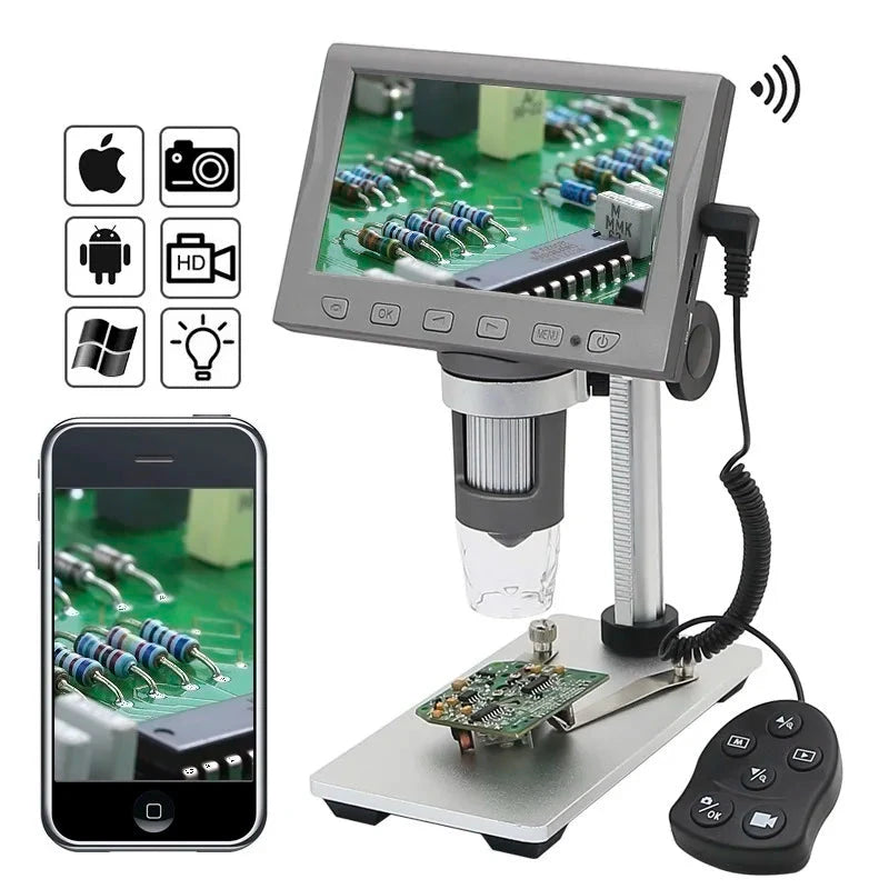 Microscopio Digital WIFI 1000X, microscopio de vídeo 1080P compatible con HDMI 