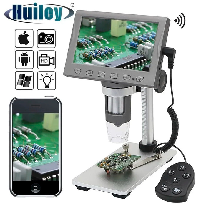 1000X WiFi Digital Microscope with HDMI Compatibility and 4.5" HD Display - 1080P Video Microscope with Remote Control for PC, Phone, and Tablet