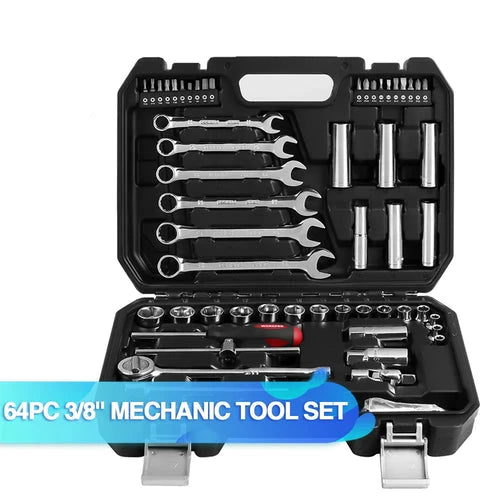 24/64/108-Piece Tool Set – Wrench &amp; Socket Set with 3/8" Ratchet Wrench