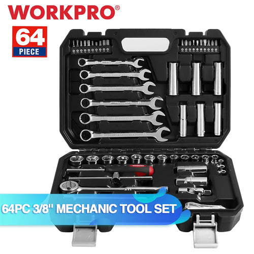 WORKPRO 24PCS Tool Set Wrench Socket Set 3/8" Ratchet Wrench Socket