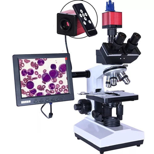 Professional Lab Trinocular Microscope – 2500X Magnification, Digital Camera & 8-Inch LCD