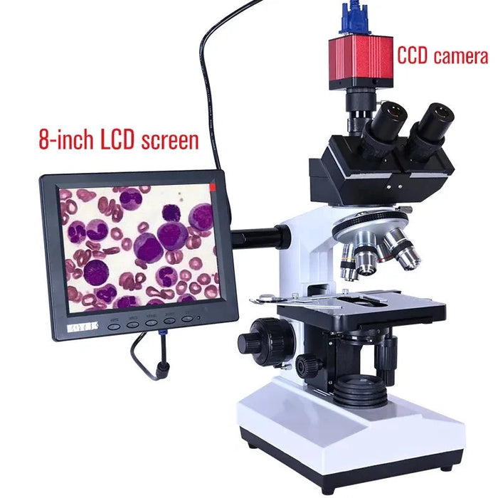 Professional Lab Trinocular Microscope – 2500X Magnification, Digital Camera & 8-Inch LCD