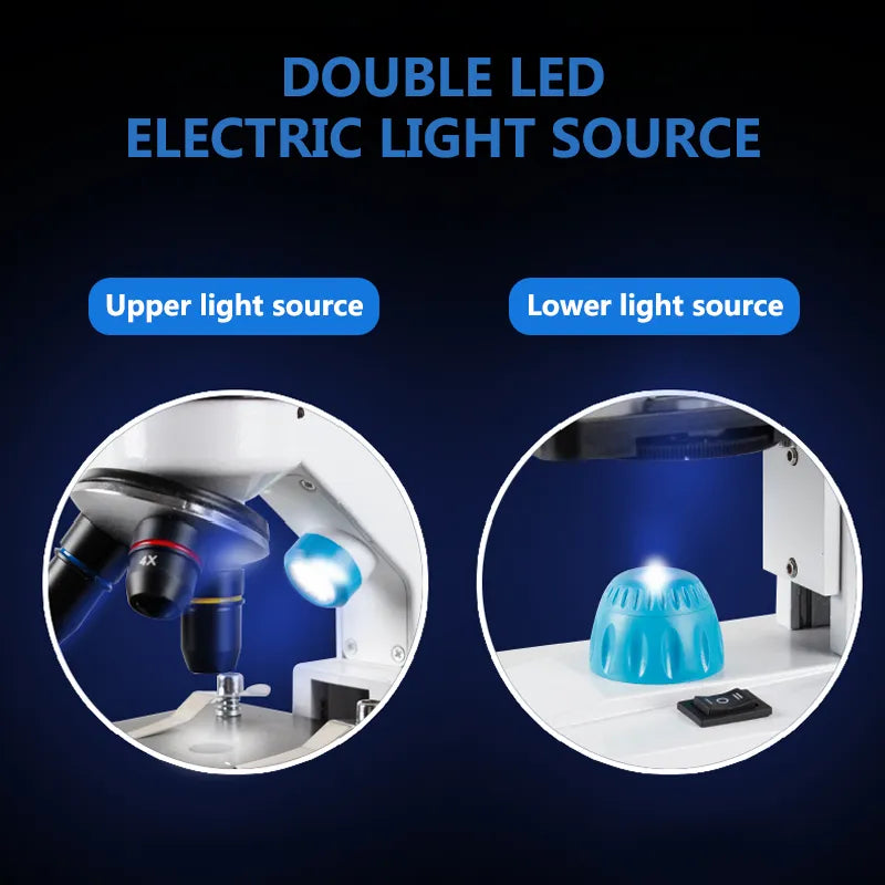 Einsteiger-Studenten-HD-Mikroskop, Monokular-Zoom, 2000-fach, Wissenschaftslabor 