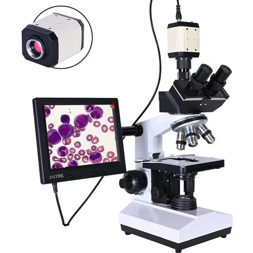 Professional Lab Trinocular Microscope – 2500X Magnification, Digital Camera & 8-Inch LCD