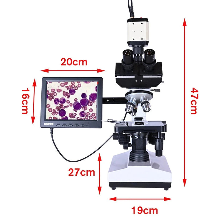 Professional Lab Trinocular Microscope – 2500X Magnification, Digital Camera & 8-Inch LCD