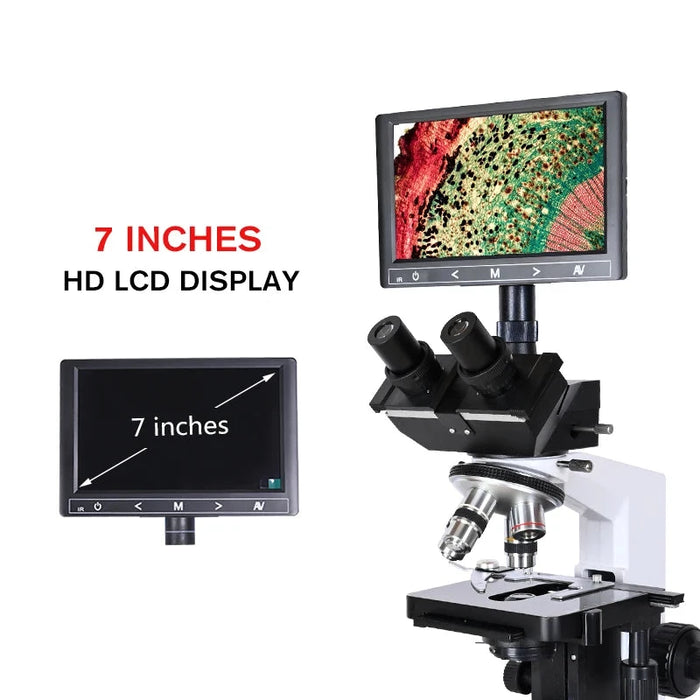 Professional 40x-1600x Biological Trinocular Microscope with HD 7" LCD