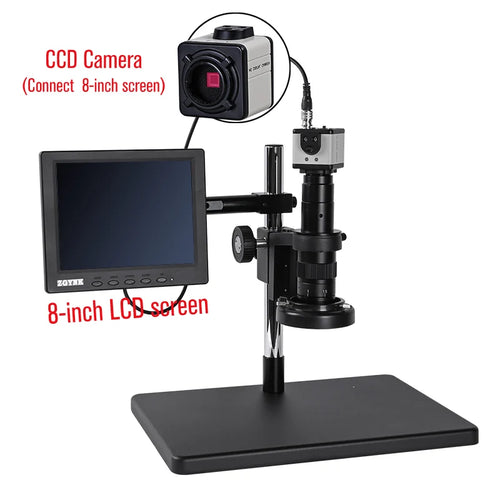 HD Digital Stereo Microscope with 1080P USB/HDMI/VGA Industrial Camera + 180X C-Mount Lens + 8-Inch LCD Display