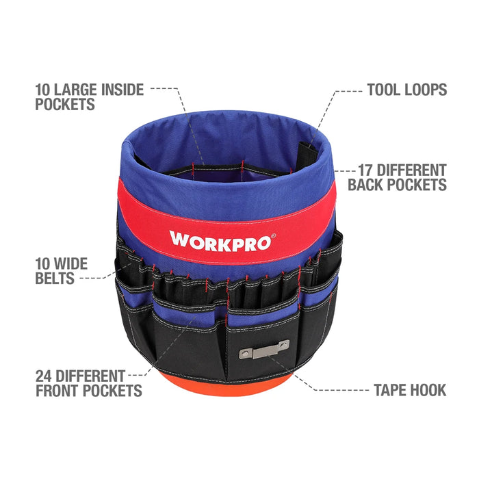 WORKPRO 5 Gallon Bucket Tool Organizer Bucket Boss Tool Bag with 51