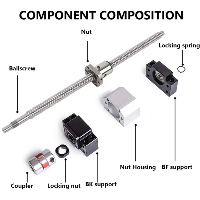 C5 Ball Screw SFU1605 Set - Precision Ballscrew 250mm to 2000mm