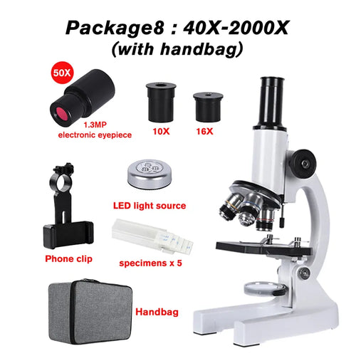 Zoom 640X 1280X 2000X HD Biological Microscope – Student Educational Science Laboratory Microscope