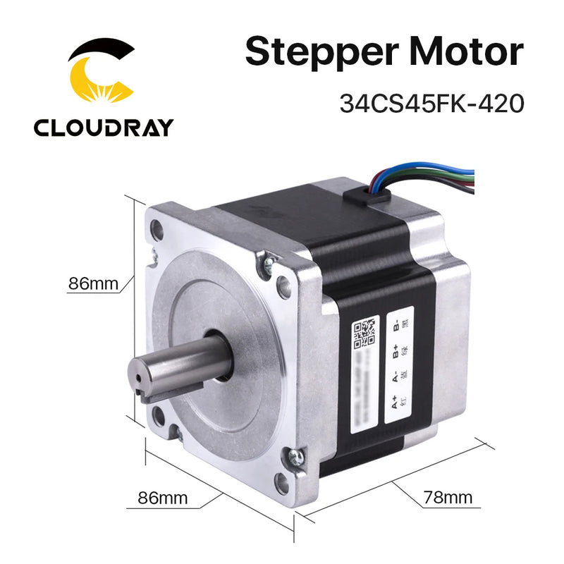 Cloudray Nema 34 Open Loop Stepper Motor Kit with 4.5N.m Torque and DM860S Driver - 4.2A