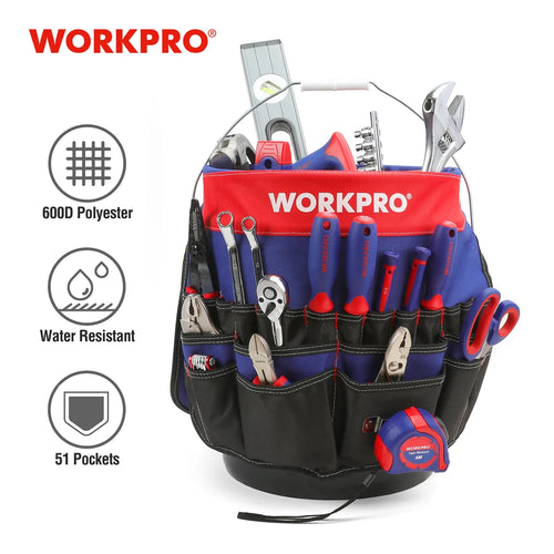 WORKPRO 5 Gallon Bucket Tool Organizer Bucket Boss Tool Bag with 51