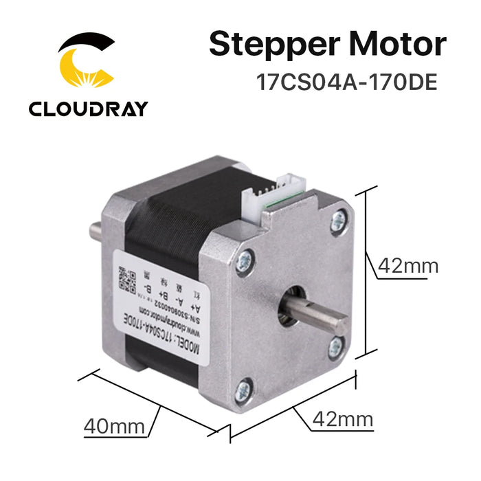 Cloudray Nema 17 Stepper Motor – 40mm, 42Ncm, 1.7A, Double Shaft, 2-Phase