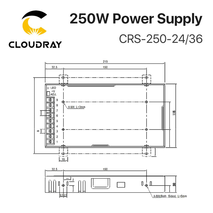 Cloudray CRS-250 Switching Power Supply 24V 36V 250W 10A 7A Switching