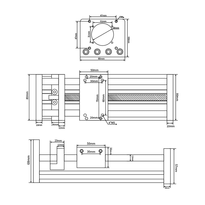 GX80 Sliding Table Linear Guide Stage – Effective Stroke 100mm to 300mm with SFU1204 Ballscrew