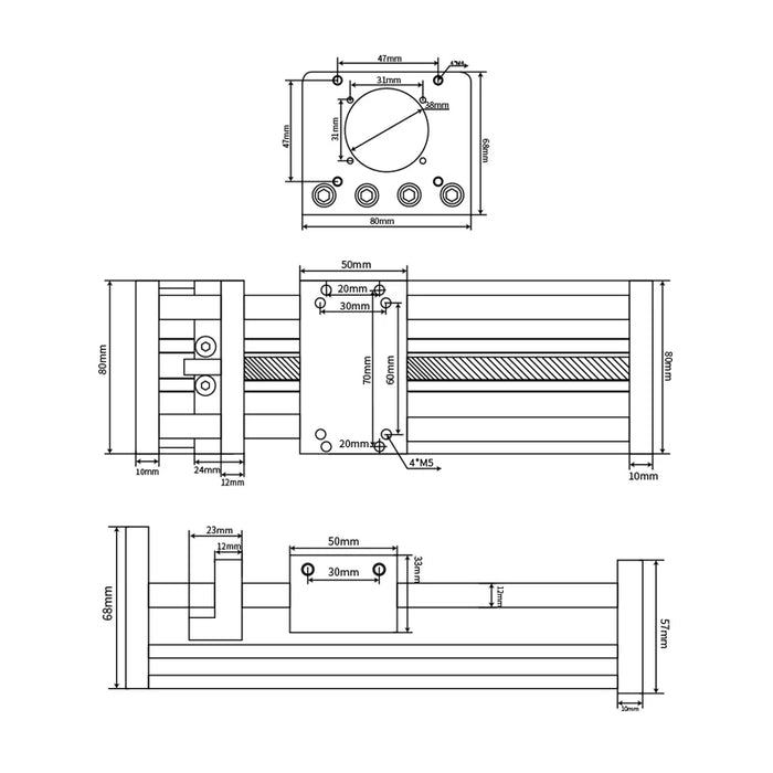 GX80 Sliding Table Linear Guide Stage – Effective Stroke 100mm to 300mm with SFU1204 Ballscrew