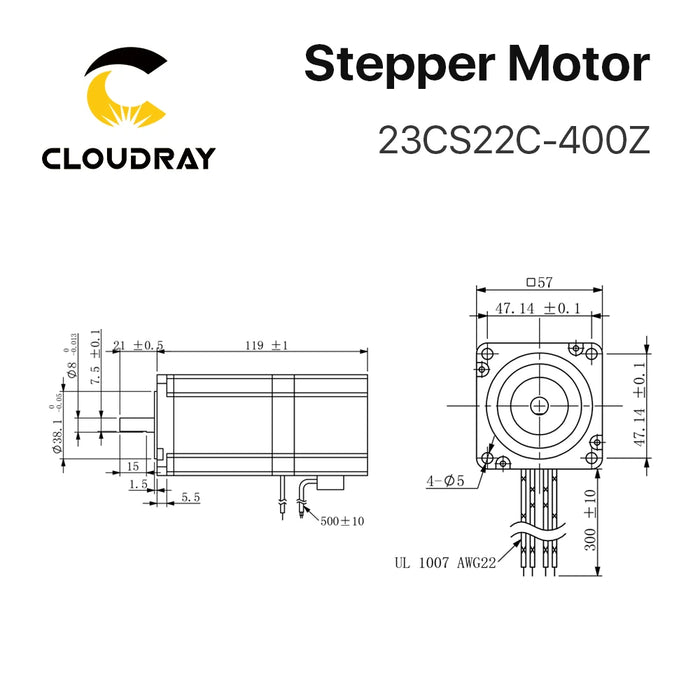 Nema 23 Stepper Motor - 57mm, 220Ncm, 4A, 2-Phase with Brake