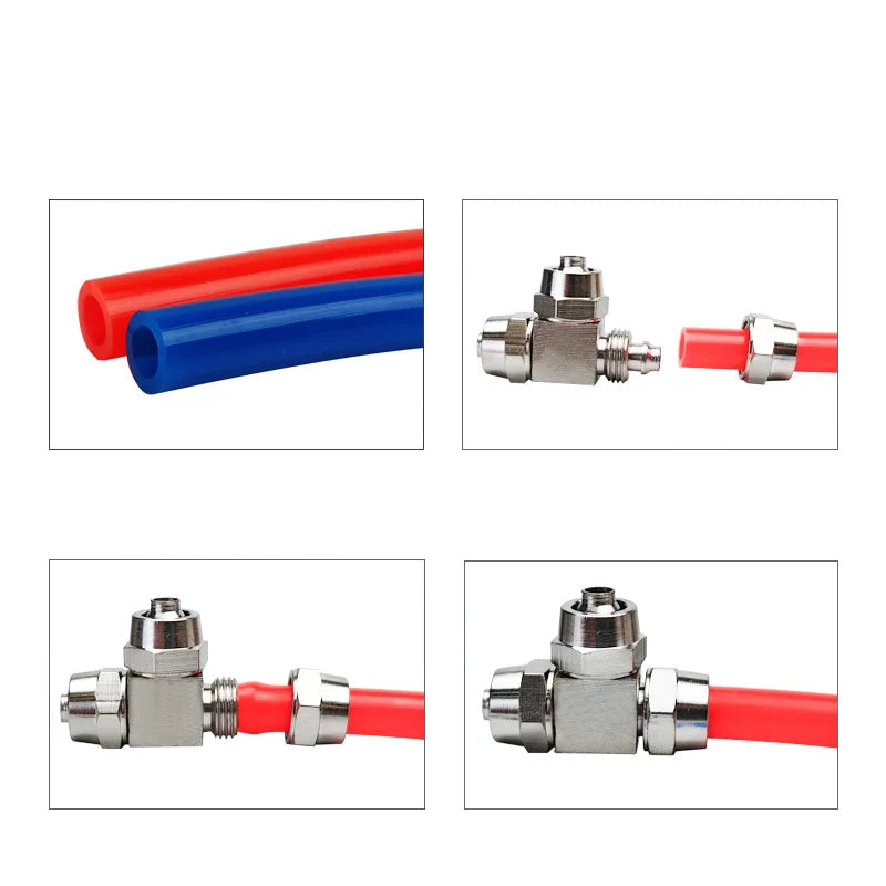 30PCS KL-PE Pneumatic Tee Connector – Quick Twist T-Type 4–16mm Nickel Plated Brass