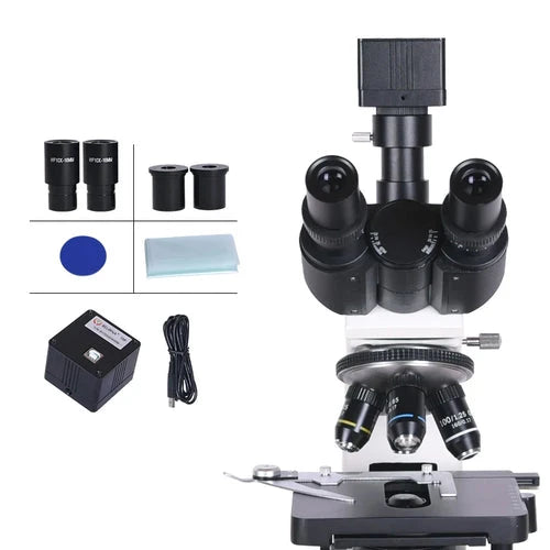 Professional Biological Lab Microscope - 1000x to 2500x Magnification with Trinocular Head