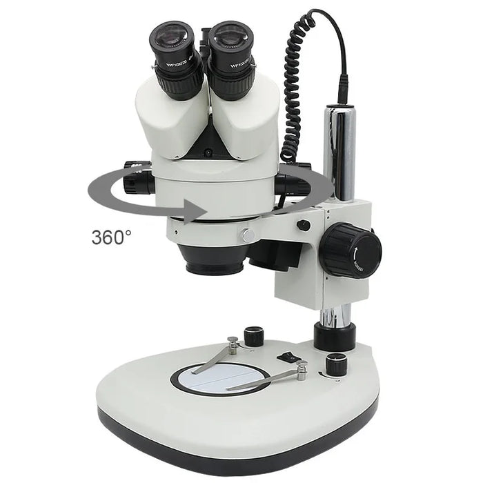 Trinocular Stereo Microscope 7X-45X Zoom – Top & Bottom LED Light Source for Soldering, Phone, and PCB Repair with WF10X Eyepiece