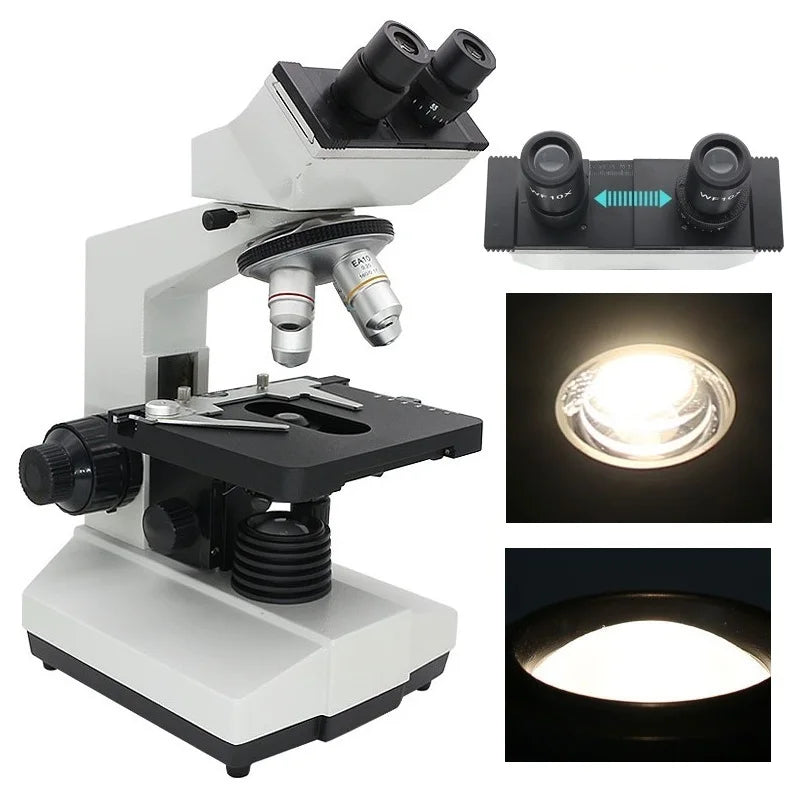 Microscopio binocular con fuente de luz de microscopio biológico 40-1600X 