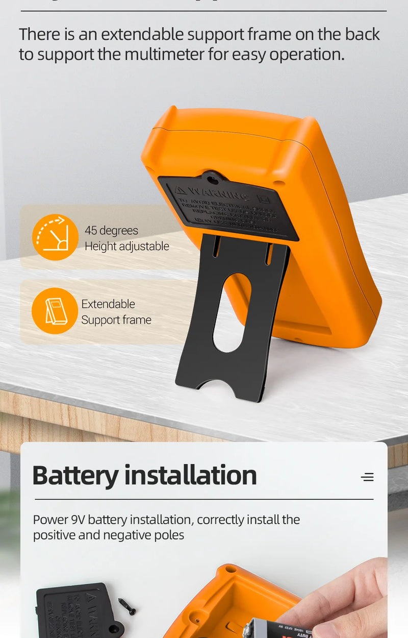 DM850 Digital Multimeter – 1999 Counts AC/DC Voltage Tester, Ohm Meter, DC Current Ammeter, Continuity, Diode