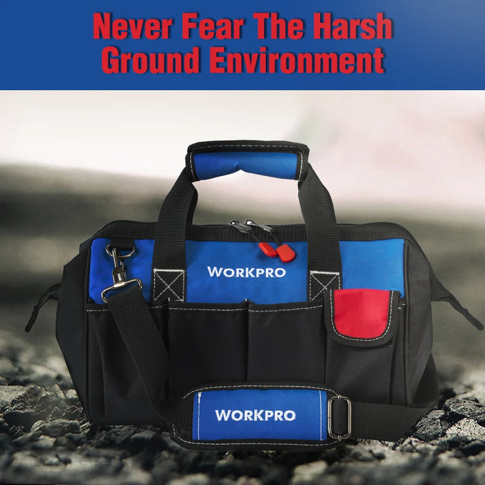 WORKPRO Bolsas de herramientas de 14" Bolsas de almacenamiento de herramientas con base impermeable Bolsa de hombro