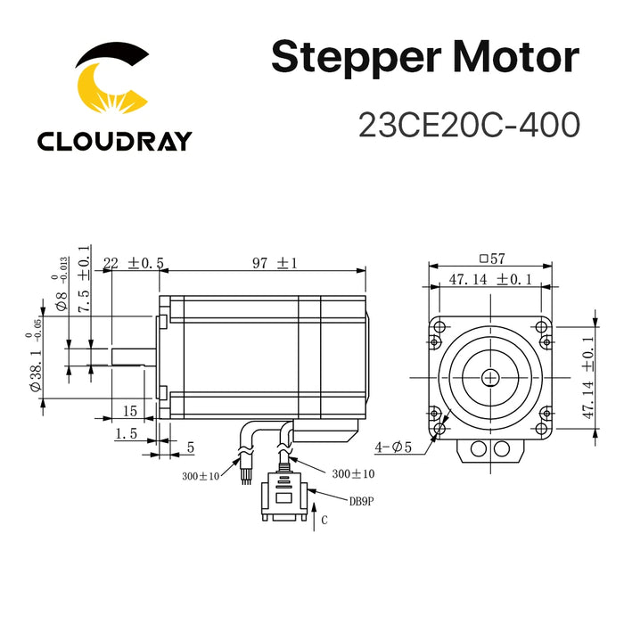 Cloudray Nema 23 Closed Loop Stepper Motor – 2.0N.m, 4.0A