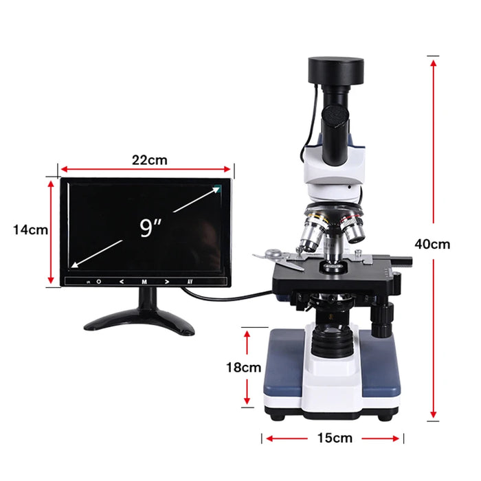 HD Digital Biological Lab Microscope with 9-Inch LCD Screen and 5MP Electronic Eyepiece – Complete Lab Kit