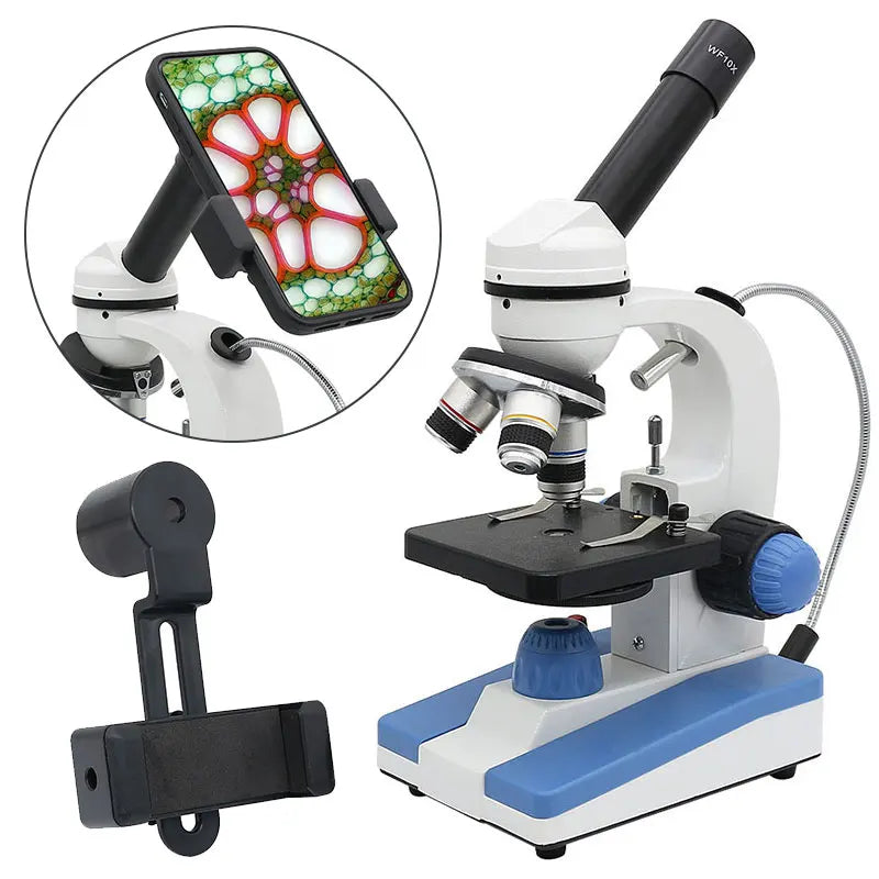 Microscopio Biológico 2000X con Clip para Smartphone HD Iluminado 
