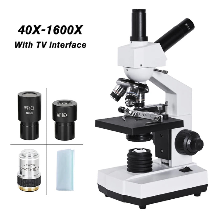 HD 1600X Complex Binocular Microscope – Professional Biological Lab Microscope with 7-Inch LCD, VGA/HDMI Digital Camera, and USB Electronic Eyepiece