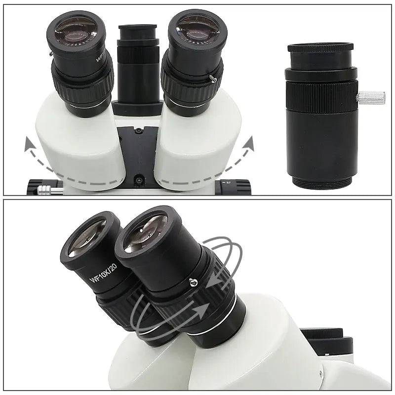 Microscopio trinocular con zoom 7X-45X, microscopio estéreo simul-focal 