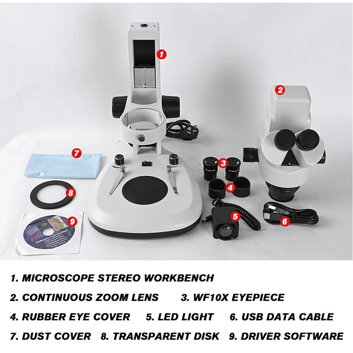 3.5-90X Binocular HD Stereo Microscope with Built-in 3MP Camera and USB Zoom