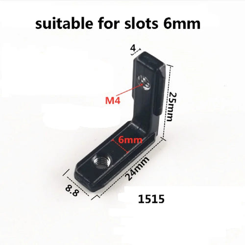 2020 soporte de junta de conector de esquina interior en forma de L negro 10 unids/pack 