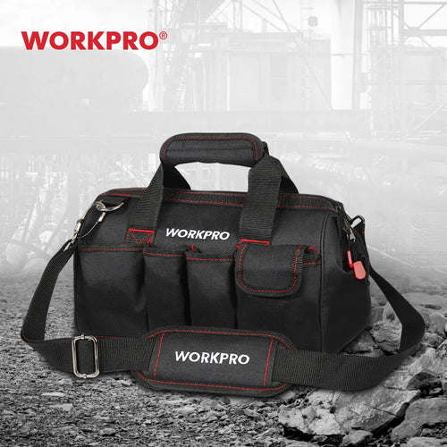 Bolsa de almacenamiento de herramientas WORKPRO de 15 ", bolsa para kit de herramientas de boca ancha, resistente al agua 1680D 