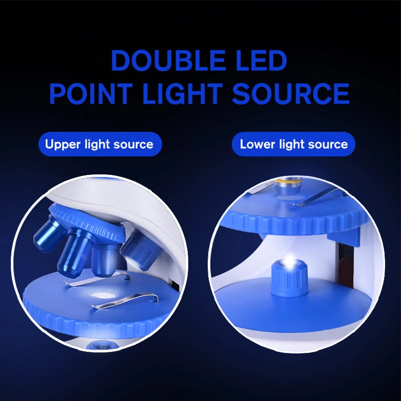 Microscopio biológico monocular HD Zoom 1600X Laboratorio Lad estudiante 