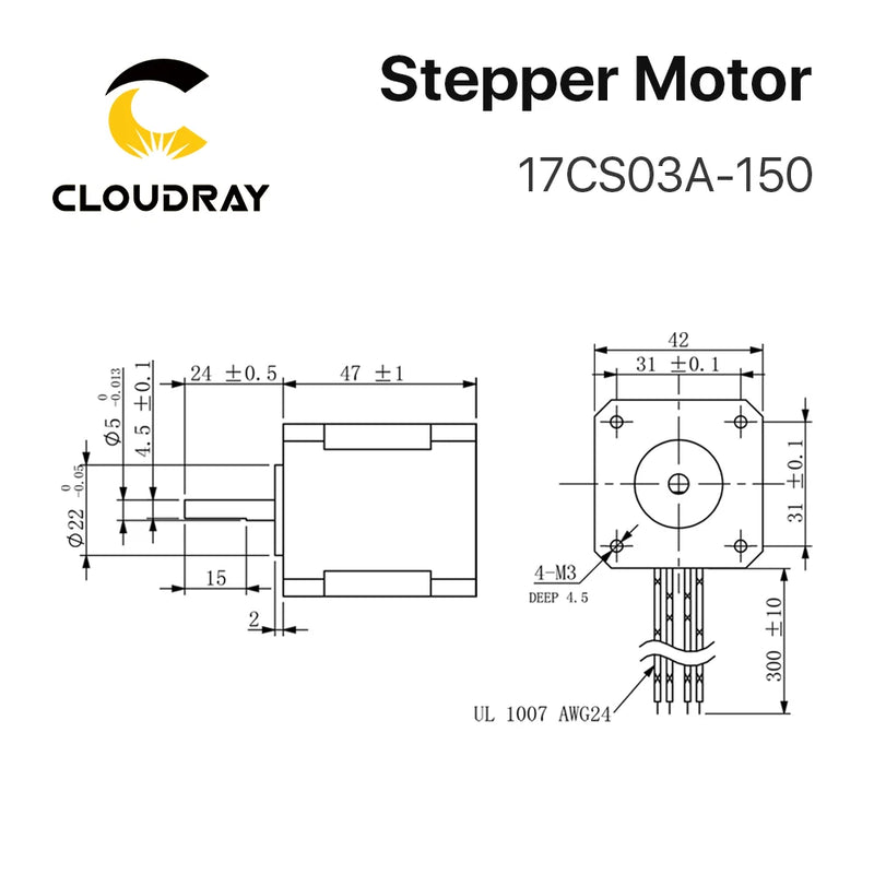 Nema 17 Stepper Motor - 42mm, 30Ncm, 1.5A, 2-Phase, 4-Lead