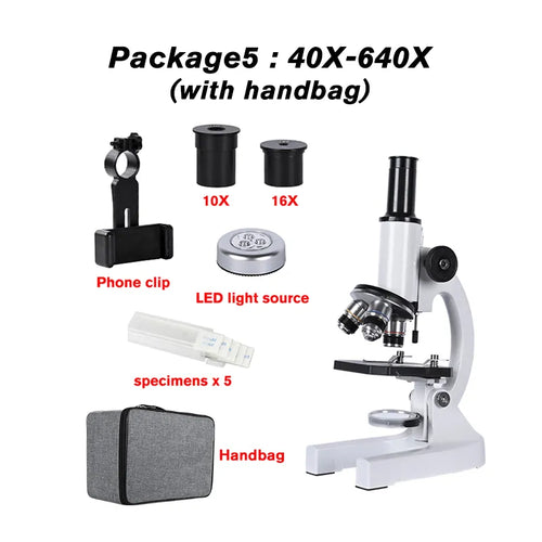 Zoom 640X 1280X 2000X HD Biological Microscope – Student Educational Science Laboratory Microscope