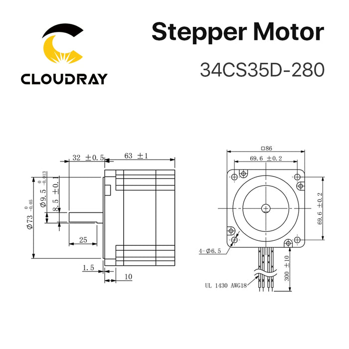 Cloudray Nema 34 Open Loop Stepper Motor Kit with 3.5N.m Torque and DM860S Driver - 2.8A