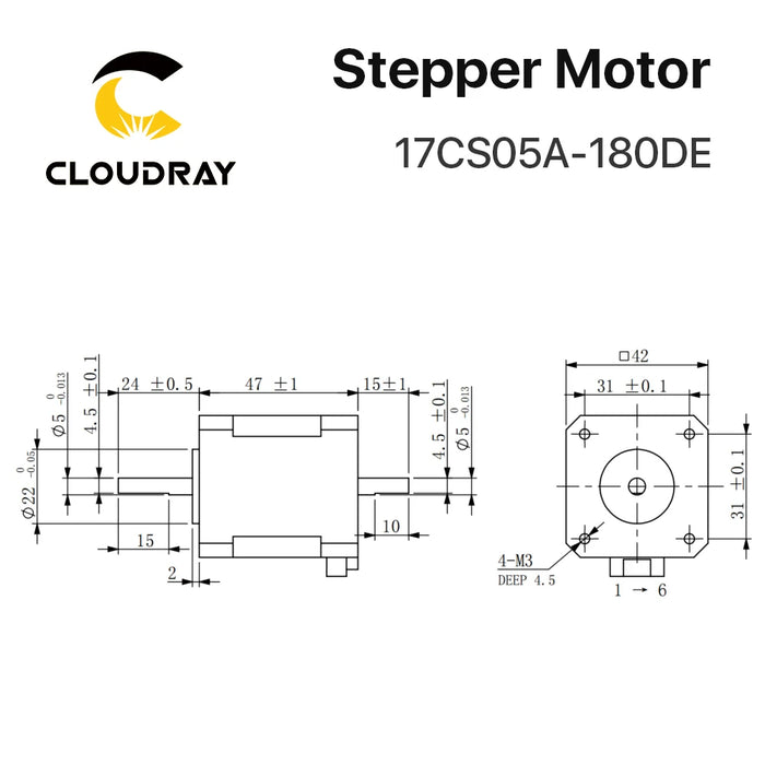 Nema 17 Stepper Motor - 48mm, 52Ncm, 1.8A, 2-Phase, Double Shaft