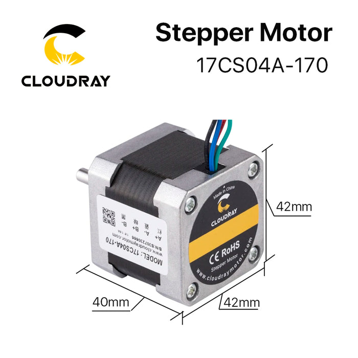 Cloudray Nema 17 Stepper Motor – 40mm, 42Ncm, 1.7A, 2-Phase